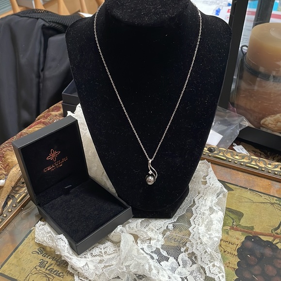 Chaulri Tahitian Black Pearl Pendant Sterling 925 Necklace - Picture 14 of 16